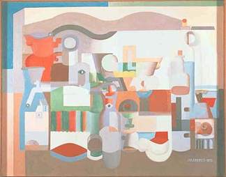 静物与众多物体 Still Life with Numerous Objects (1923)，勒·柯布西耶