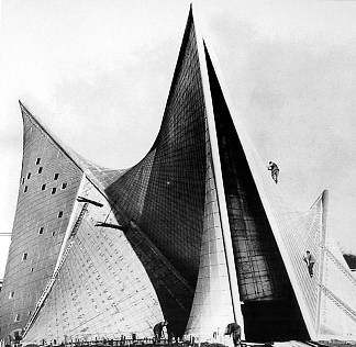 布鲁塞尔世界博览会上的菲利普斯馆 Phillips Pavilion at the World’s Fair in Brussels (1958; Brussels,Belgium                     )，勒·柯布西耶