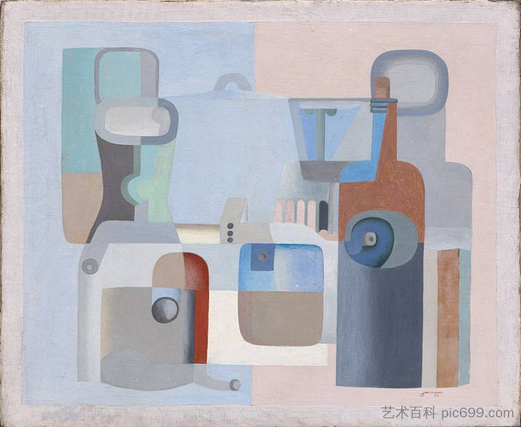 充满空间的静物 Still Life Filled with Space (1924)，勒·柯布西耶