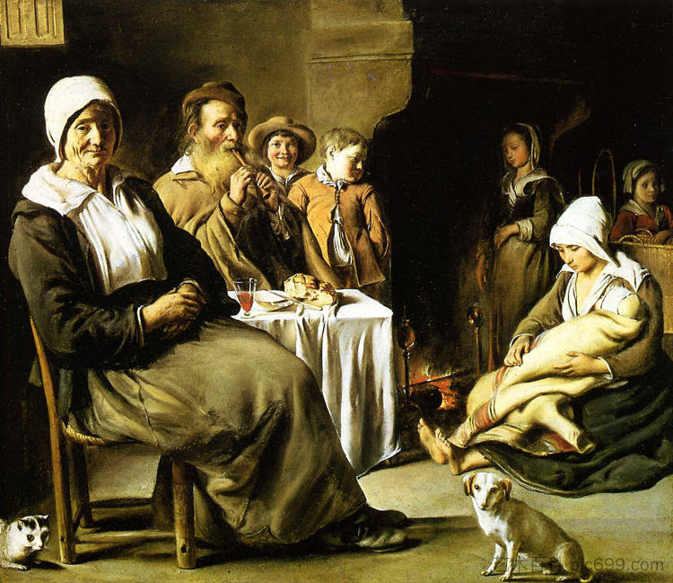 家庭聚餐 The Family Meal (1642; Paris,France  )，勒尼兄弟