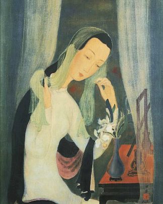 戴着绿色围巾的女孩 Girl with green scarf (1982)，黎谱