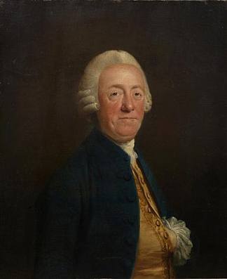 穿着蓝色外套和金色背心的绅士肖像 Portrait of a gentleman half-length in a blue coat and gold waistcoat，勒缪尔·弗朗西斯·阿博特