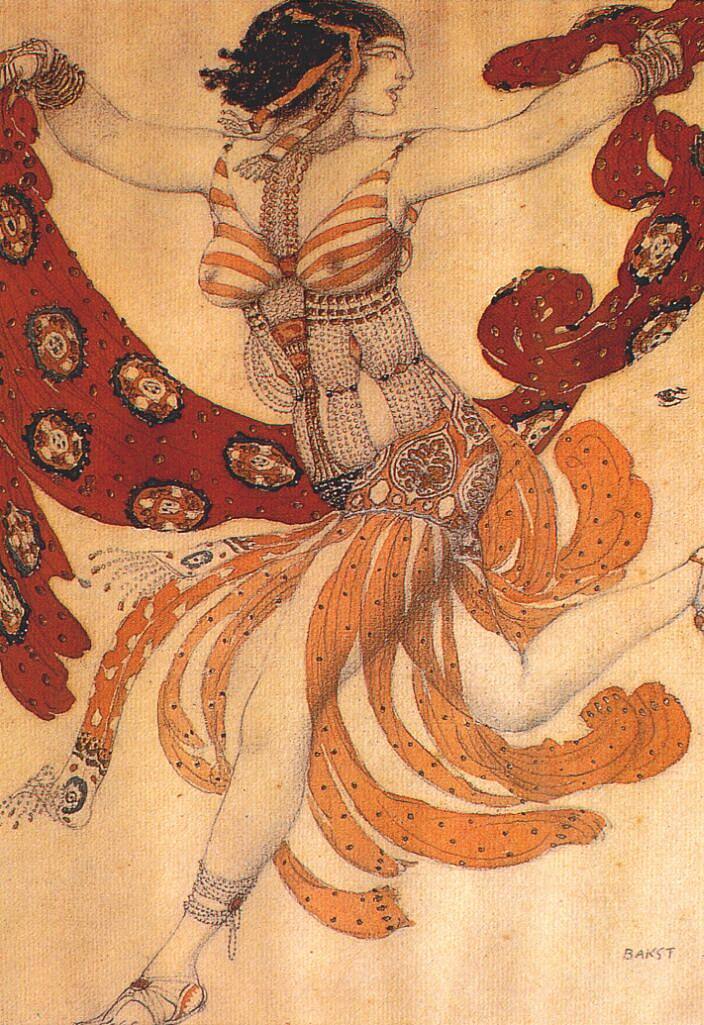 芭蕾舞剧《埃及艳后》服装设计 Costume design for the ballet "Cleopatra" (1909)，莱昂·巴克斯特