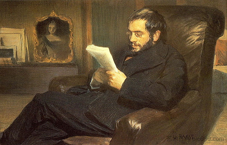 亚历山大·贝诺瓦的肖像 Portrait of Alexandre Benois (1898)，莱昂·巴克斯特