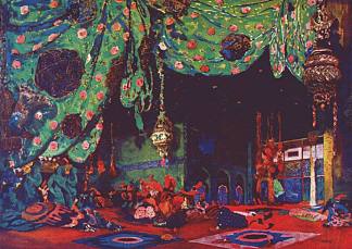 舍赫拉扎德的布景设计 Set Design for Scheherazade (1910)，莱昂·巴克斯特