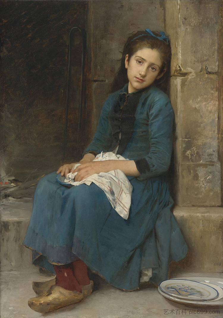 沉思的女孩（纯真） Pensive girl (Innocence) (1904)，莱昂·巴齐勒·佩罗