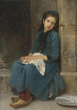 沉思的女孩（纯真） Pensive girl  (Innocence) (1904)，莱昂·巴齐勒·佩罗