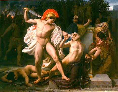 普里阿姆之死 The death of Priam (1861)，莱昂·巴齐勒·佩罗