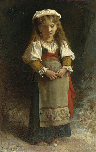 一个年轻女孩的肖像 Portrait of a young girl (1874)，莱昂·巴齐勒·佩罗