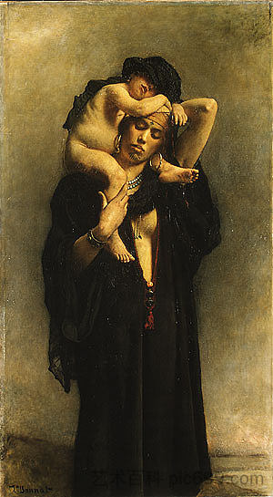 一个埃及农妇和她的孩子 An Egyptian Peasant Woman and Her Child (1869 - 1870)，莱昂·博纳