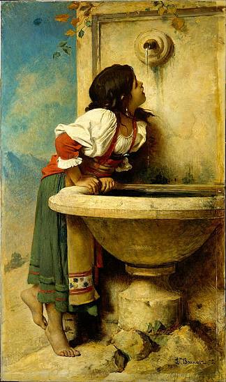 喷泉旁的罗马女孩 Roman girl at the fountain (1875)，莱昂·博纳