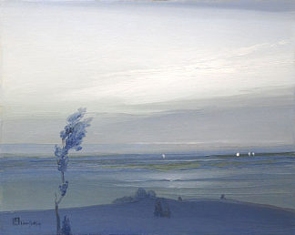 穿过哈德逊河，孤树 Across the Hudson, Lone Tree (1907)，莱昂达博