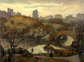 中央公园场景 Scene in Central Park (1922)，莱昂·克罗尔