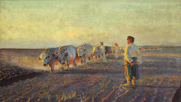 在乌克兰耕作 Plowing in Ukraine (1892)，莱昂·维乔科夫斯基