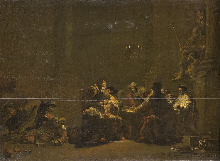 帕舒尔·斯米廷耶利米在圣殿里 Pashur Smiting Jeremiah in the Temple (c.1648),莱昂纳特·布拉默