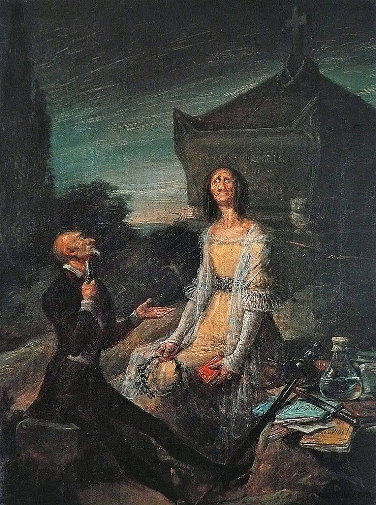 讽刺爱情自杀 Satire of Suicide from Love (c.1839),莱昂纳多·阿伦扎·涅托