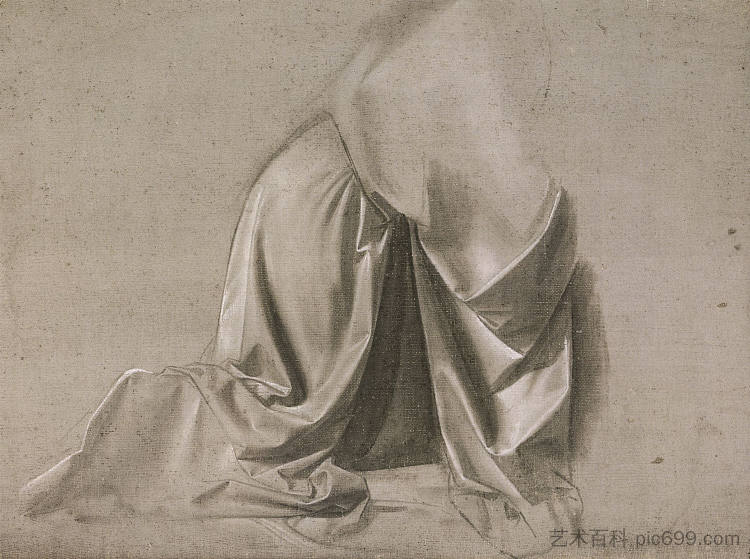 跪着的人物帷幔的研究 The Study of a Drapery of a Figure Kneeling (c.1472 - c.1475)，达芬奇