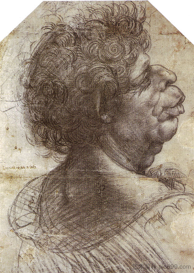 怪诞的头 A Grotesque Head (c.1502; Italy ),达芬奇