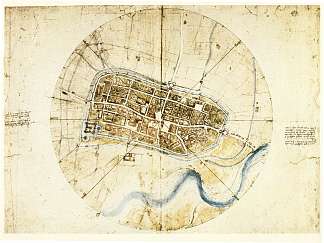 伊莫拉的计划 A plan of Imola (1502; Italy                     )，达芬奇