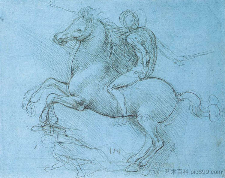马术纪念碑的研究 A study for an equestrian monument (c.1490; Milan,Italy ),达芬奇