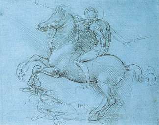 马术纪念碑的研究 A study for an equestrian monument (c.1490; Milan,Italy                     )，达芬奇