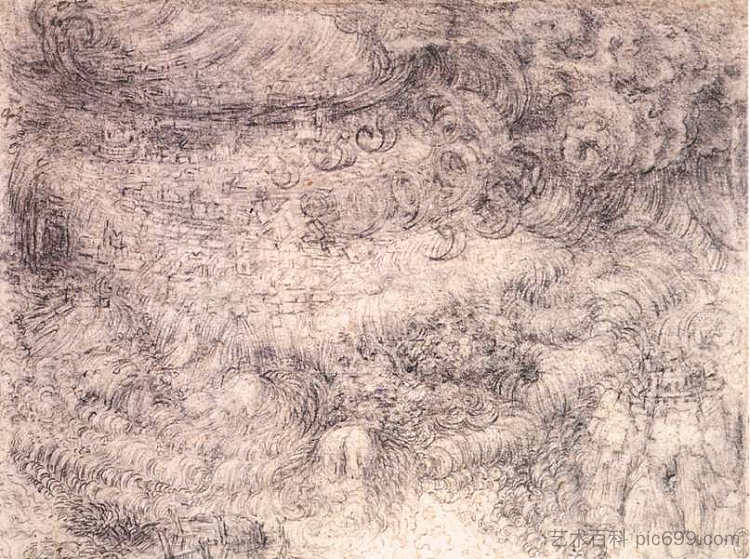 洪水淹没一座城市 Deluge over a city (c.1517; Paris,France  )，达芬奇