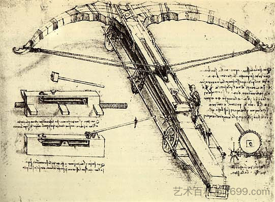 巨型弩的设计 Design for a Giant Crossbow (1482; Milan,Italy ),达芬奇