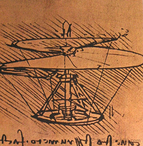 直升机设计 Design for a helicopter (c.1500; Italy ),达芬奇