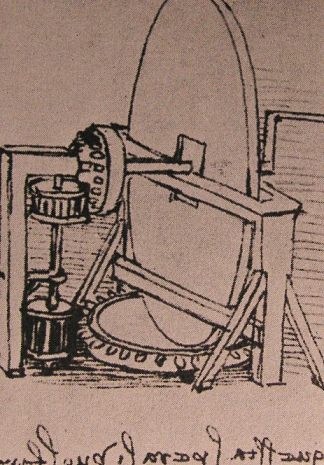 用于研磨凸透镜的机器设计 Design for a machine for grinding convex lenses (c.1500; Italy                     )，达芬奇