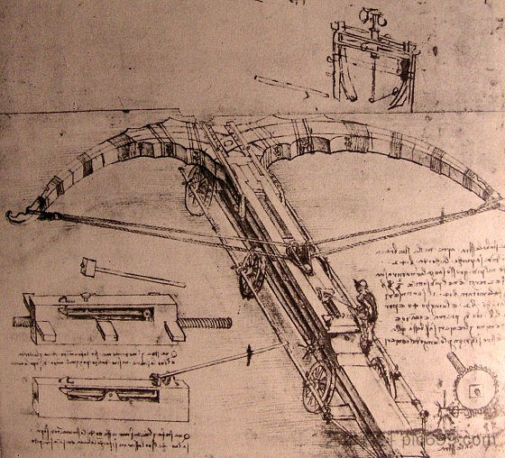 设计巨型弩 Design for an enormous crossbow (c.1500; Italy ),达芬奇