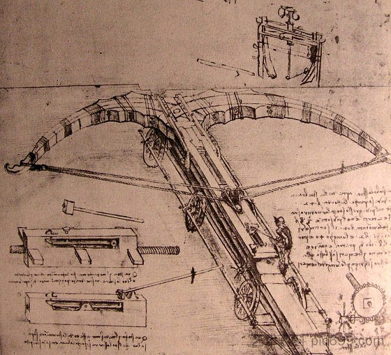 设计巨型弩 Design for an enormous crossbow (c.1500; Italy  )，达芬奇