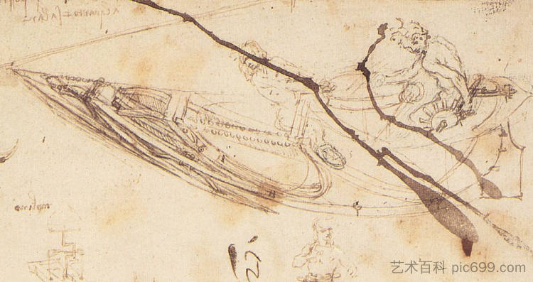 船的设计 Designs for a Boat (c.1485; Milan,Italy  )，达芬奇