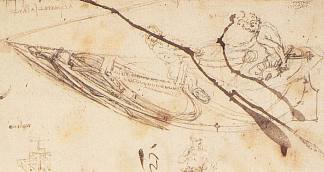 船的设计 Designs for a Boat (c.1485; Milan,Italy                     )，达芬奇