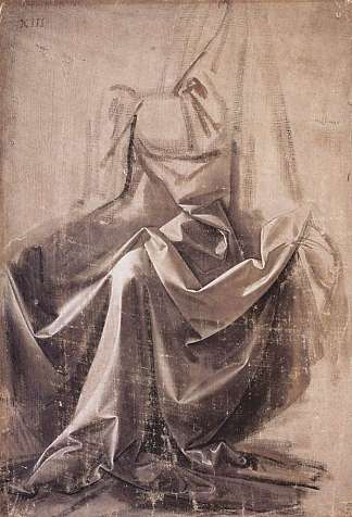 坐着人物的帷幔 Drapery for a seated figure (1480; Italy                     )，达芬奇
