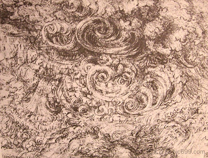 洪水的绘制 Drawing of an flood (c.1500; Italy ),达芬奇