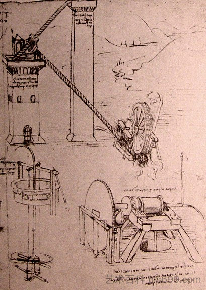 机器图纸 Drawings of machines (c.1500; Italy ),达芬奇