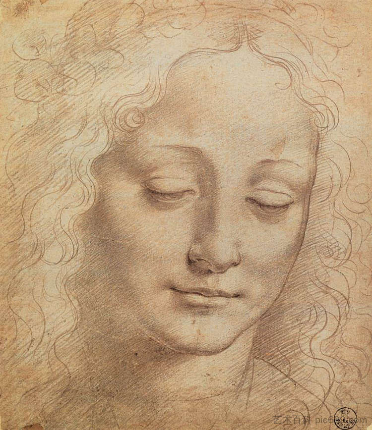 女头 Female Head (1490; Italy  )，达芬奇