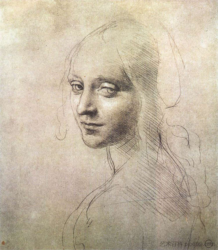 一个女孩的头 Head of a girl (c.1483; Milan,Italy  )，达芬奇