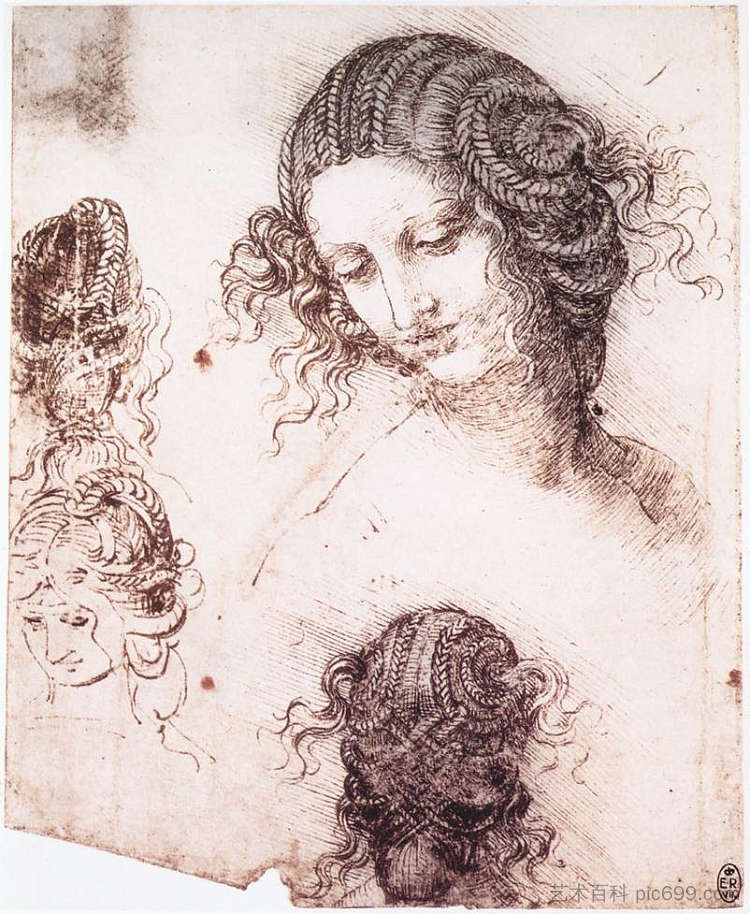 乐达负责人 Head of Leda (c.1505; Florence,Italy  )，达芬奇