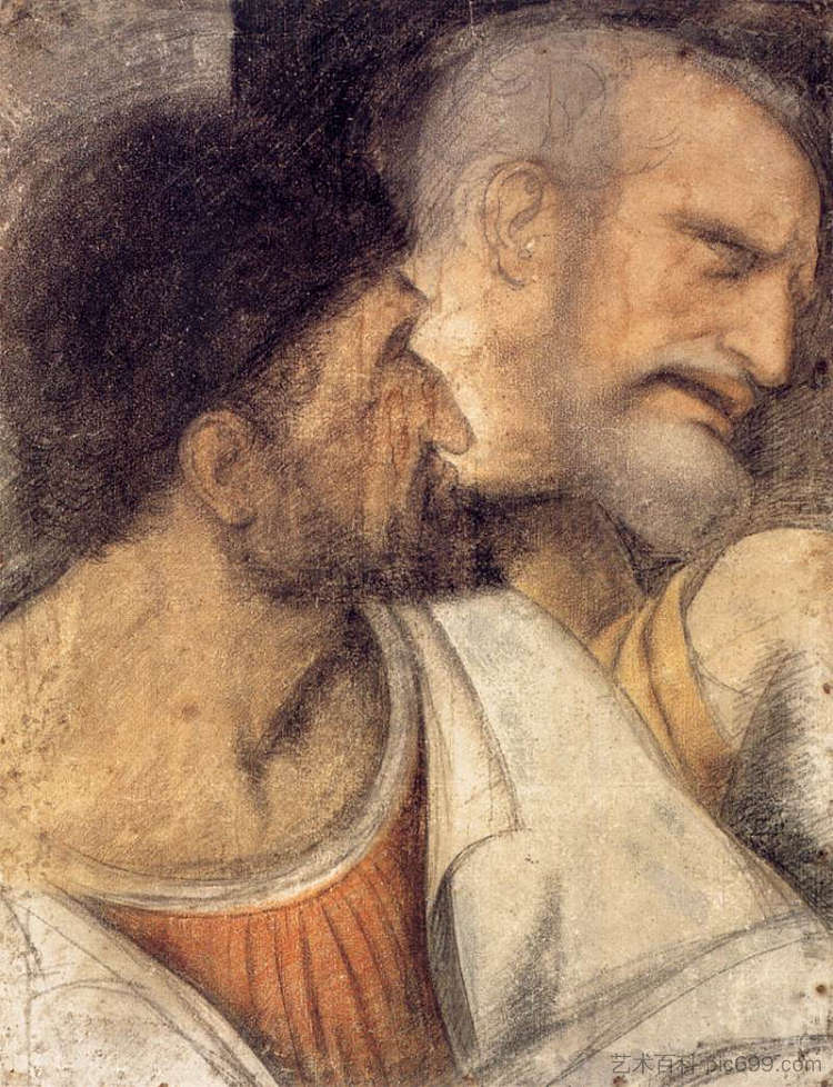 犹大和彼得的头 Heads of Judas and Peter,达芬奇