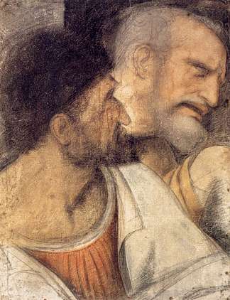 犹大和彼得的头 Heads of Judas and Peter，达芬奇