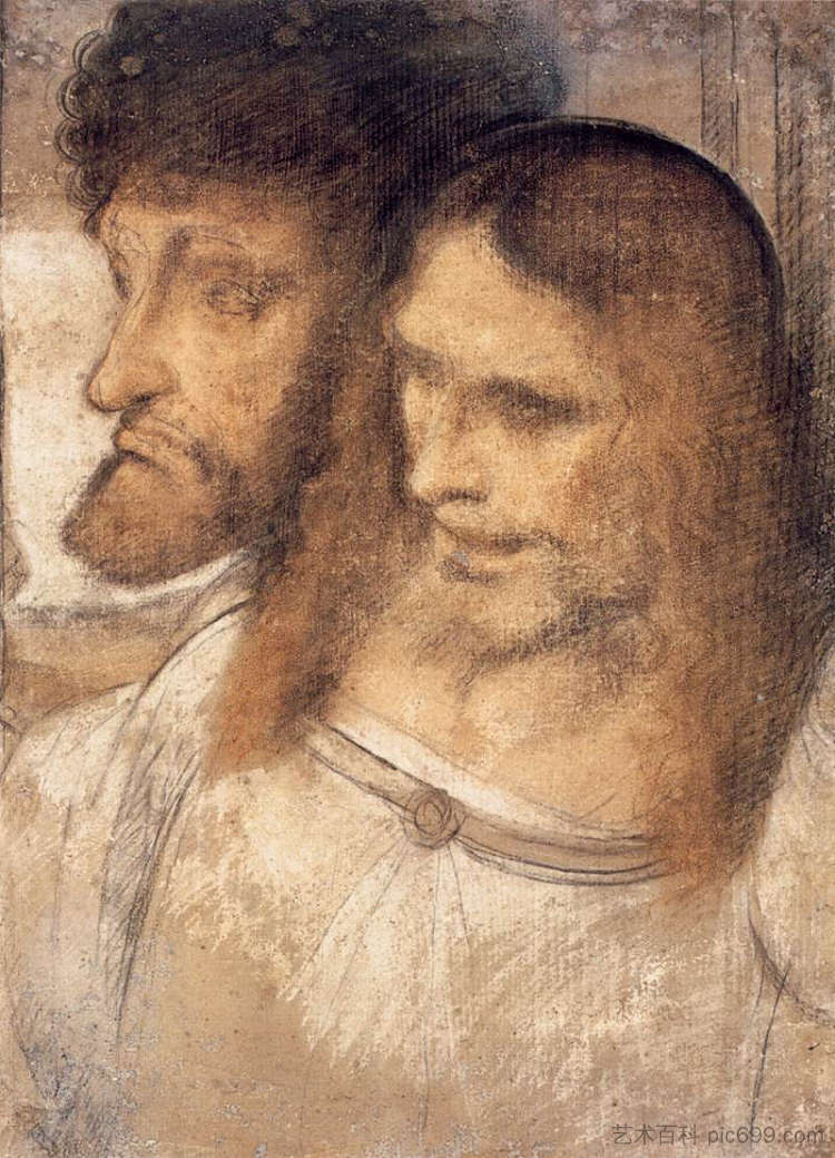 圣托马斯和詹姆斯大帝的头像 Heads of Sts Thomas and James the Greater，达芬奇