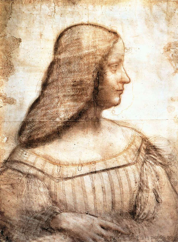 伊莎贝拉·德埃斯特 Isabella d'Este (1500; Italy  )，达芬奇