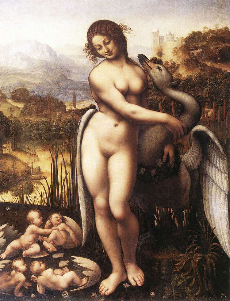 丽达与天鹅 Leda and the Swan (c.1510; Milan,Italy ),达芬奇