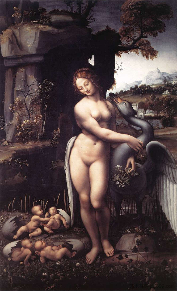 铅 Leda (c.1510; Milan,Italy  )，达芬奇