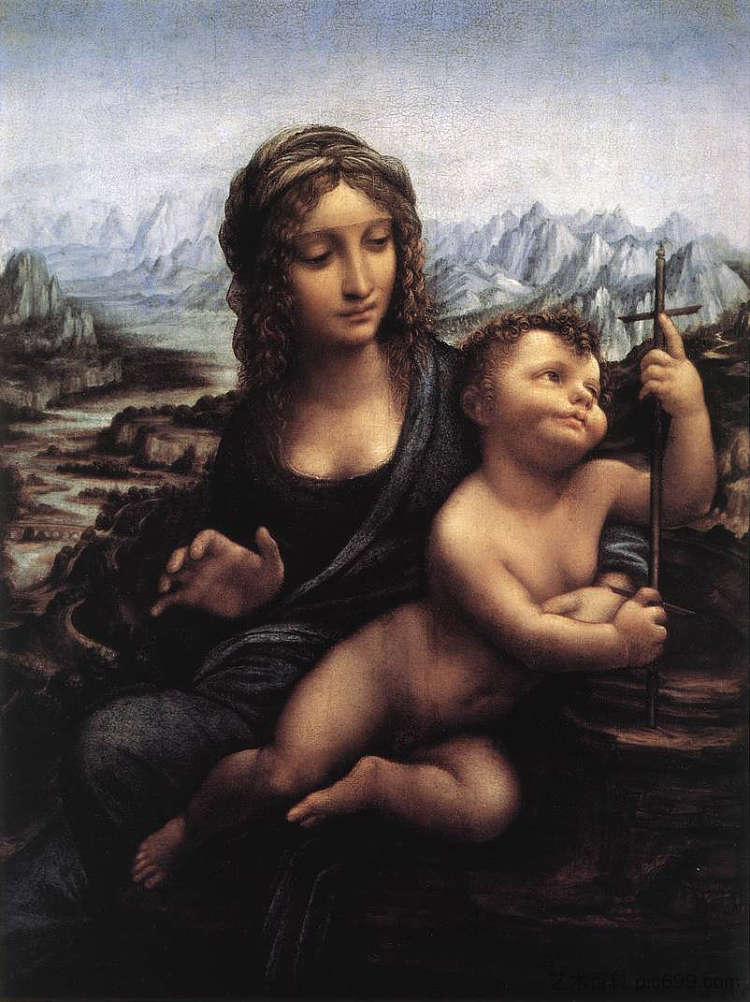 麦当娜与纱线缠绕机 Madonna with the Yarnwinder (c.1510; Milan,Italy ),达芬奇