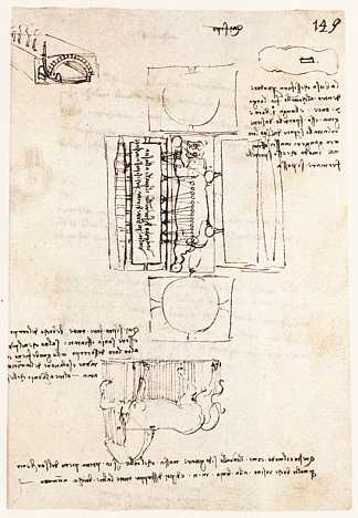 斯福尔扎纪念碑上的手稿页 Manuscript page on the Sforza monument (c.1493; Milan,Italy                     )，达芬奇