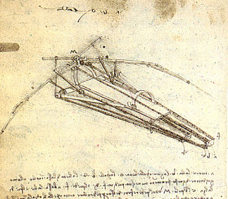 达芬奇为鸟类飞行器设计之一 One of Leonardo da Vinci’s designs for an Ornithopter (c.1489; Milan,Italy                     )，达芬奇