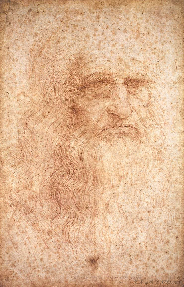 一个大胡子男人的肖像，可能是自画像 Portrait of a Bearded Man, possibly a Self Portrait (c.1484 - c.1513; Rome,Italy  )，达芬奇