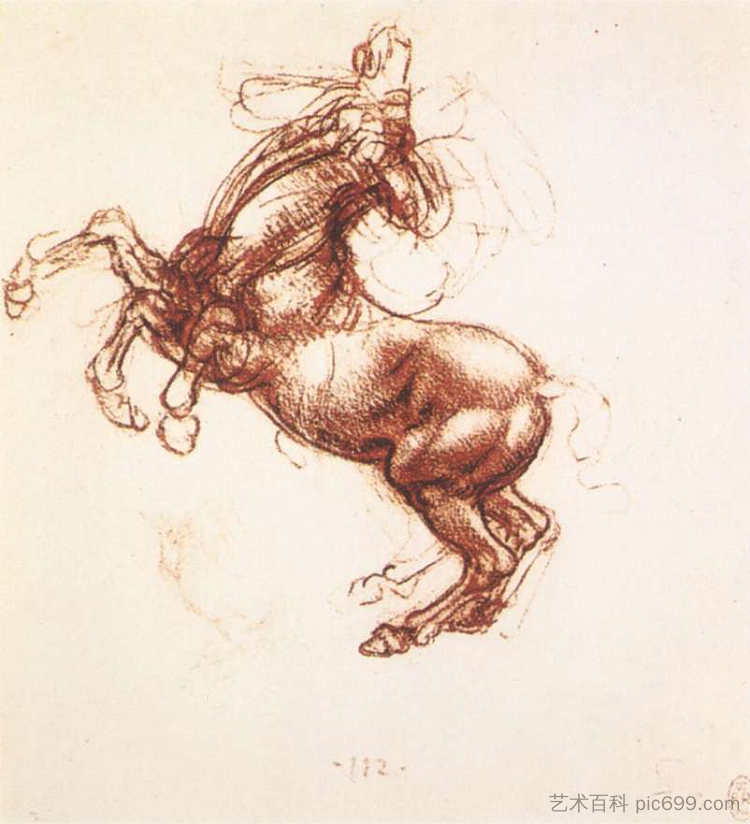 养马 Rearing horse (c.1503; Florence,Italy  )，达芬奇